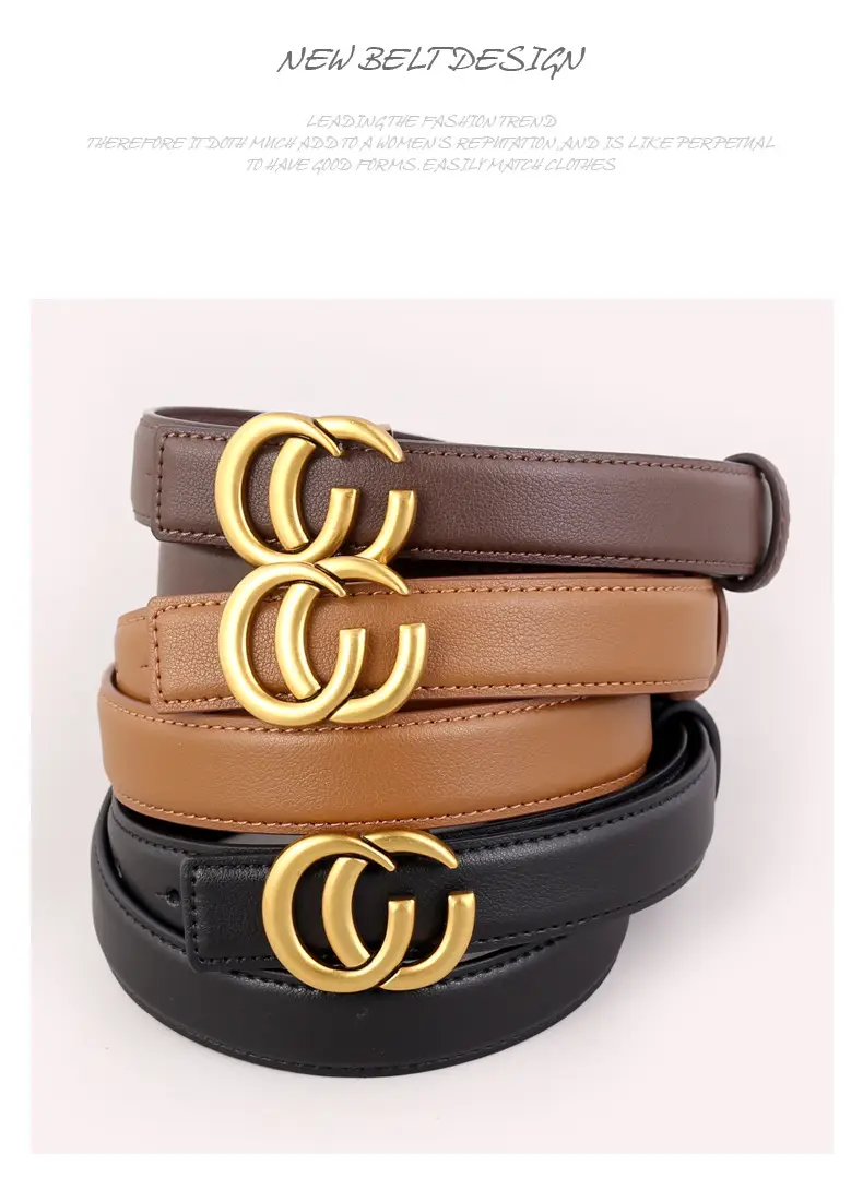 Women's Gold Double C Buckle Belt Genuine Leather 2025 — feature 37