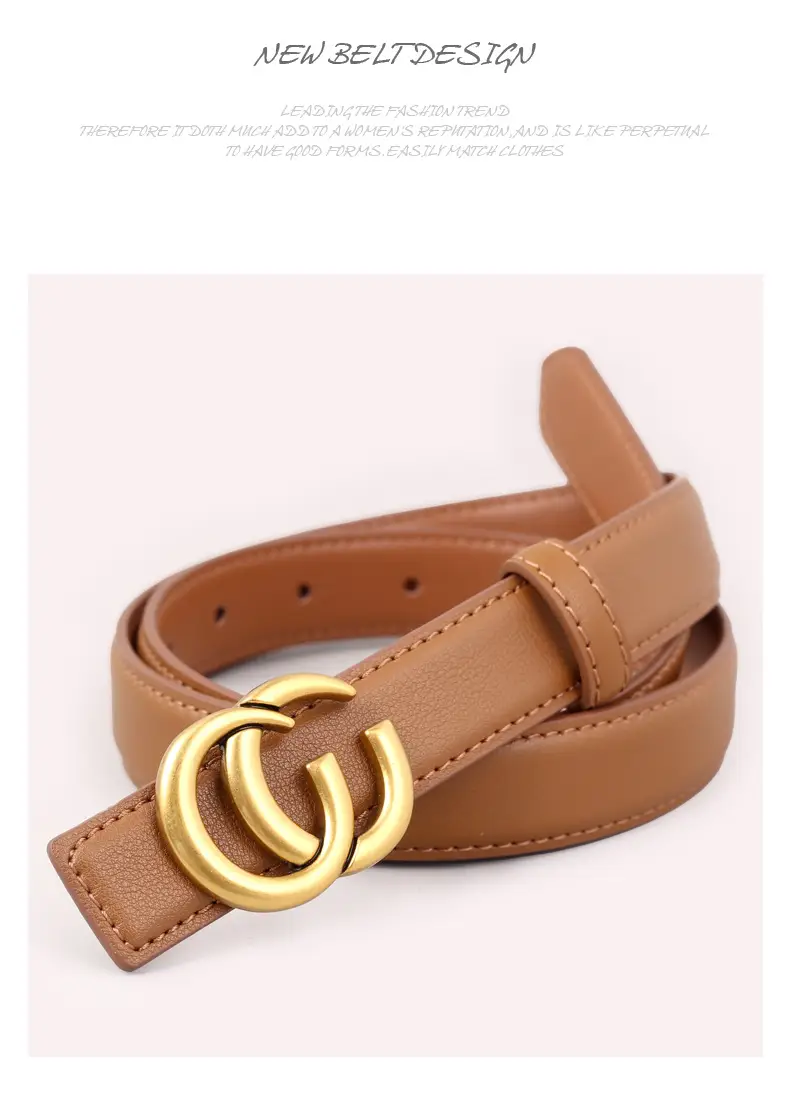 Women's Gold Double C Buckle Belt Genuine Leather 2025 — feature 39