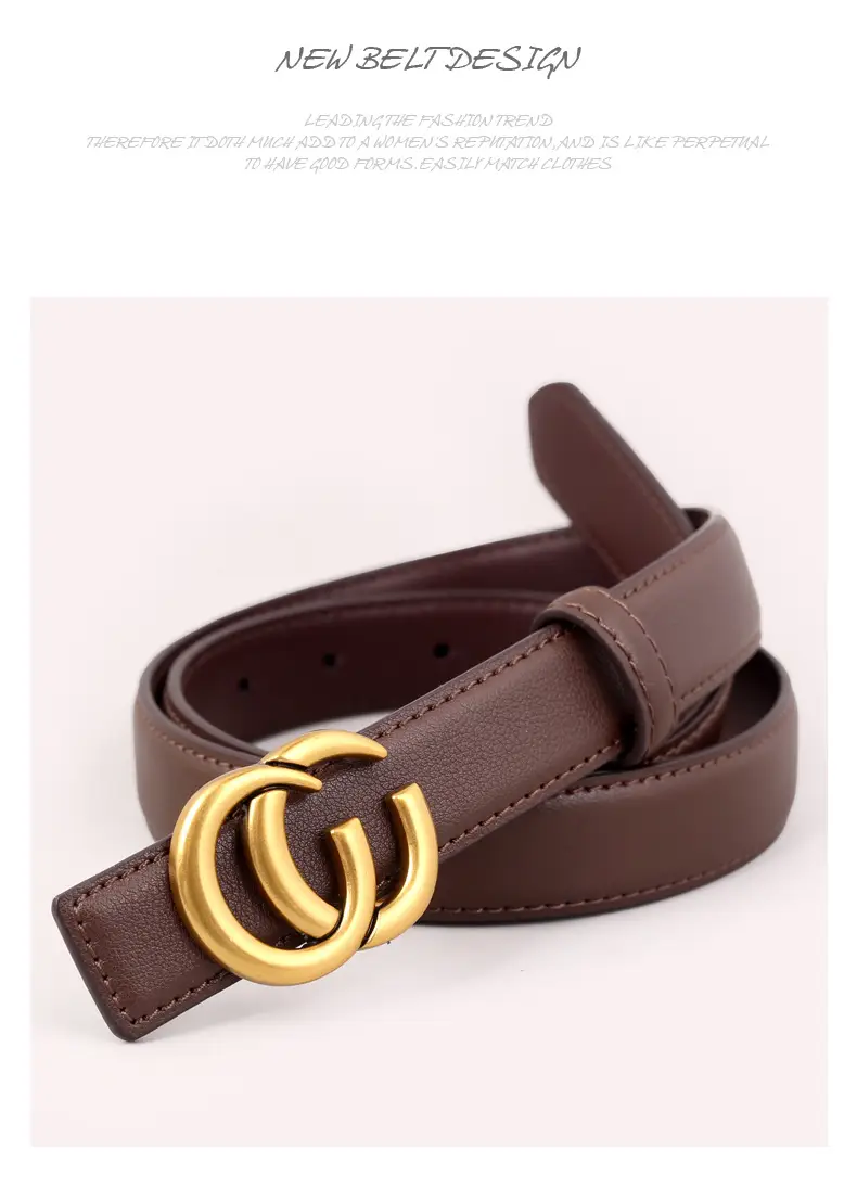 Women's Gold Double C Buckle Belt Genuine Leather 2025 — feature 40