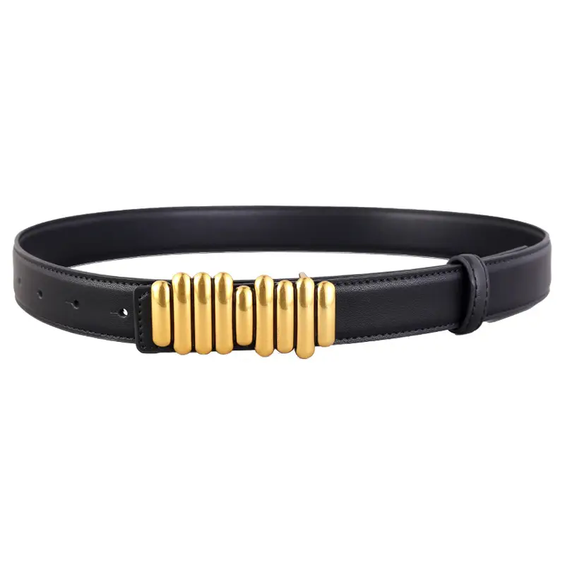 Women Genuine Leather Belt with Gold Accents 2025 - Image 8