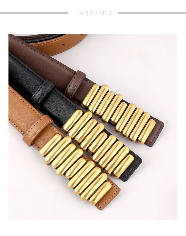 Women Genuine Leather Belt with Gold Accents 2025 — feature 24