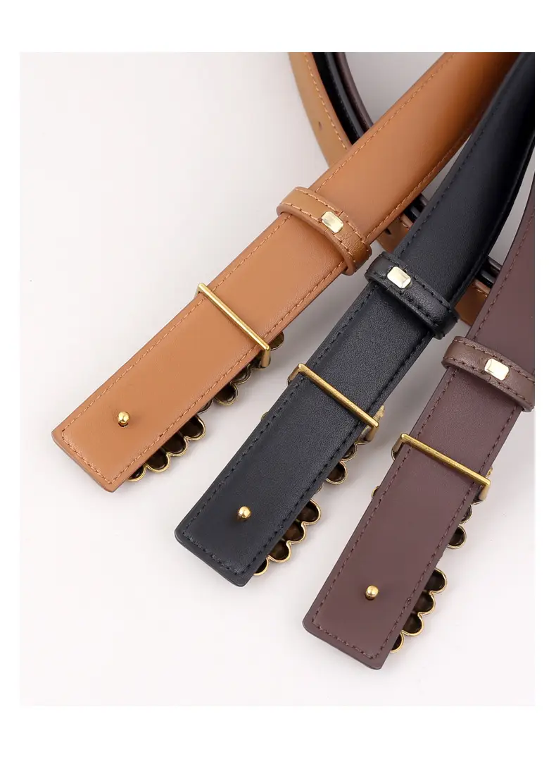 Women Genuine Leather Belt with Gold Accents 2025 — feature 27
