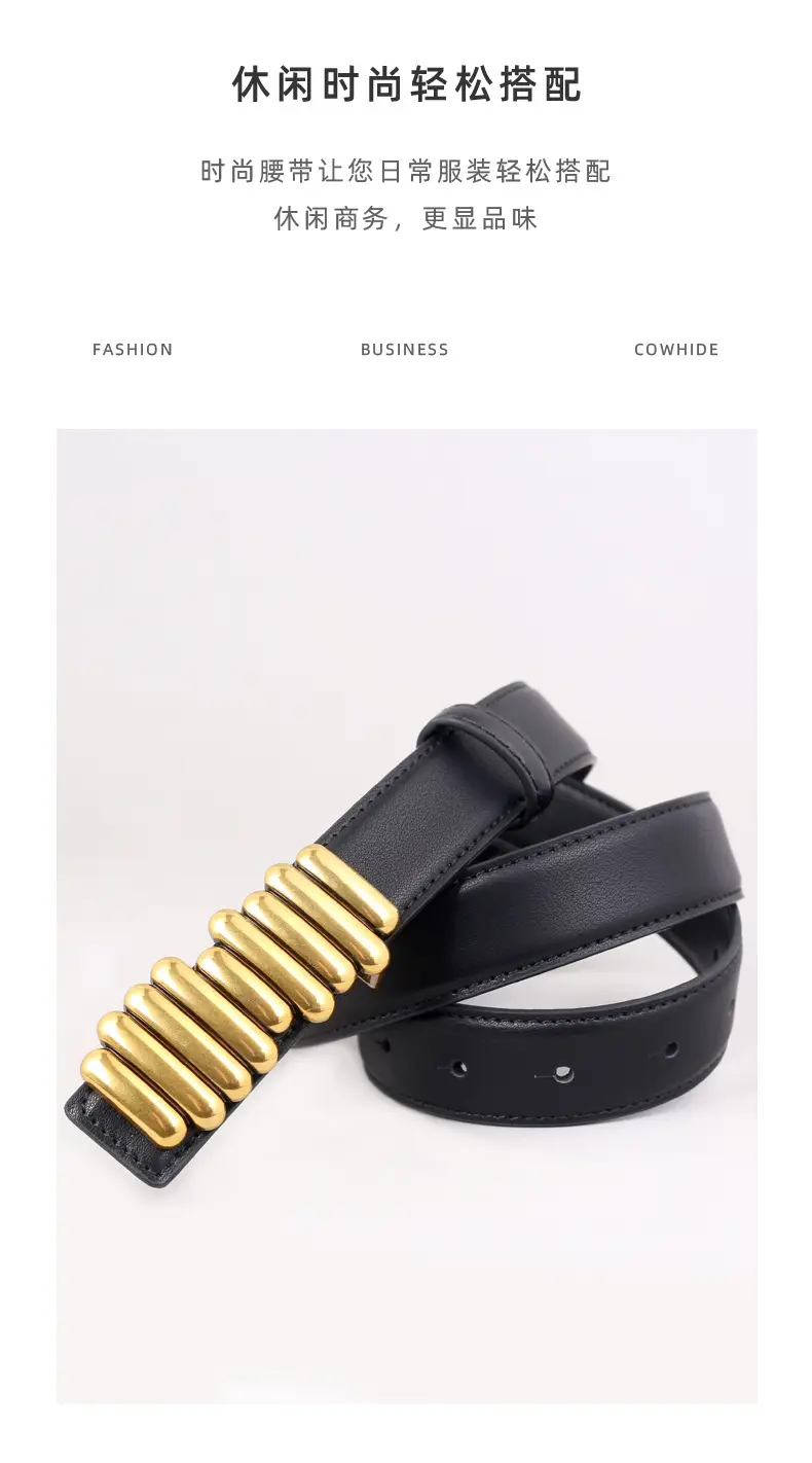 Women Genuine Leather Belt with Gold Accents 2025 — feature 28