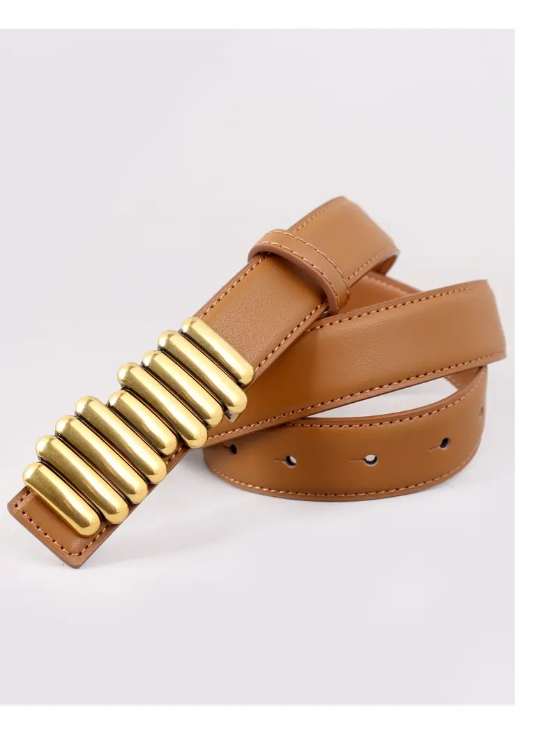 Women Genuine Leather Belt with Gold Accents 2025 — feature 29