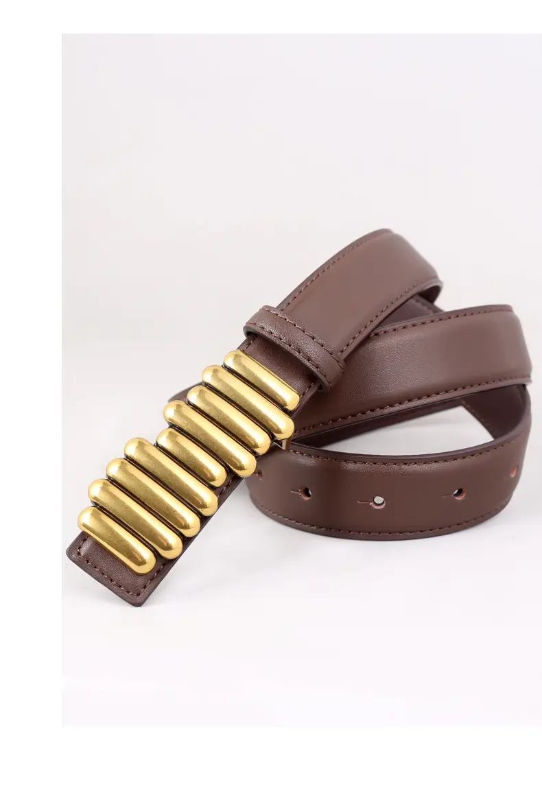 Women Genuine Leather Belt with Gold Accents 2025 — feature 30