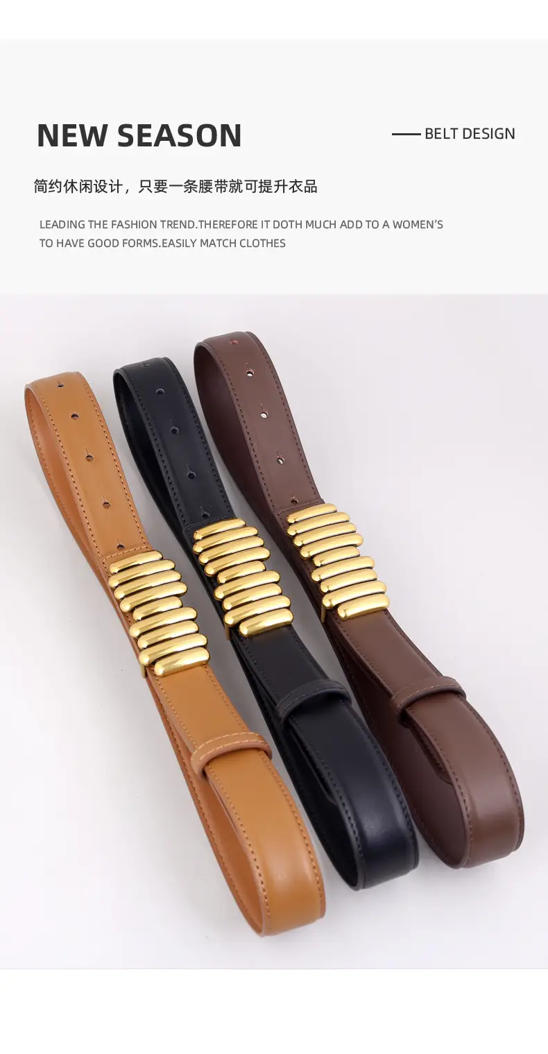 Women Genuine Leather Belt with Gold Accents 2025 — feature 31