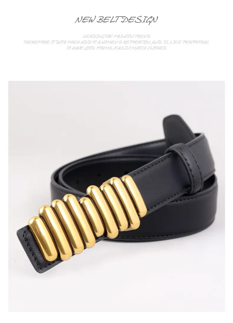 Women Genuine Leather Belt with Gold Accents 2025 — feature 38