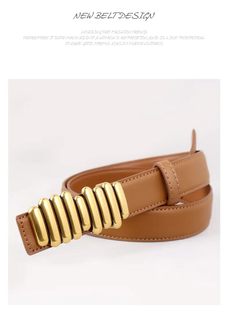 Women Genuine Leather Belt with Gold Accents 2025 — feature 39