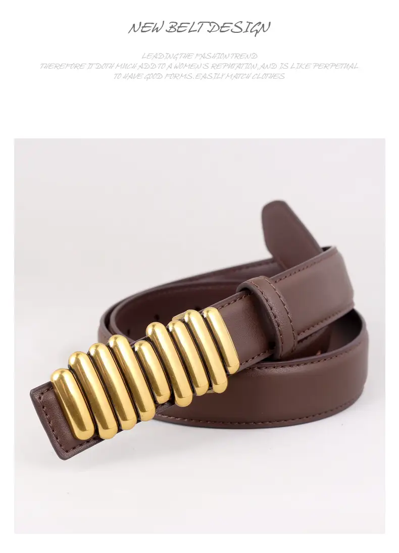 Women Genuine Leather Belt with Gold Accents 2025 — feature 40