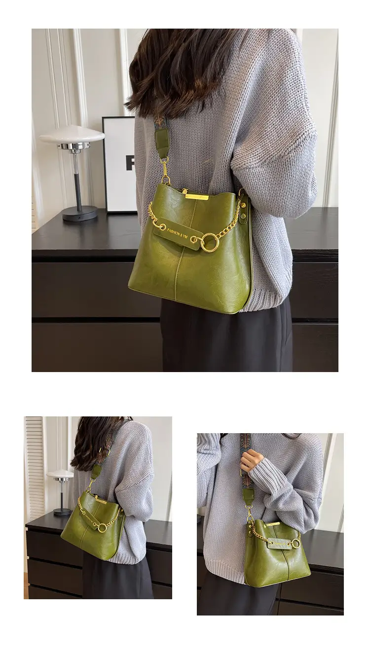 Retro Green Shoulder Bag for Women 2023 Spring — feature 11