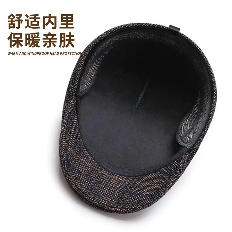 Winter Men's Plaid Peaked Hat Warm Beret - Image 6
