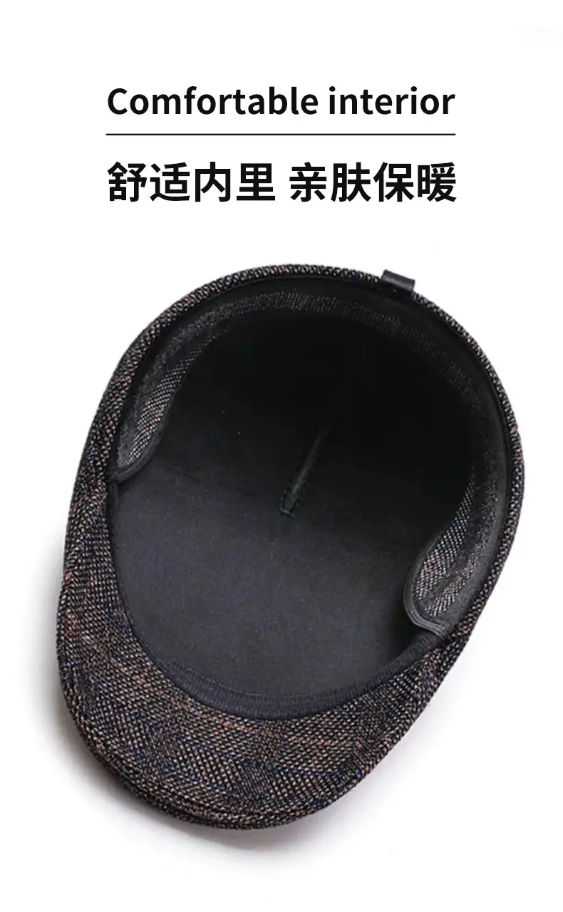 Winter Men's Plaid Peaked Hat Warm Beret — feature 5