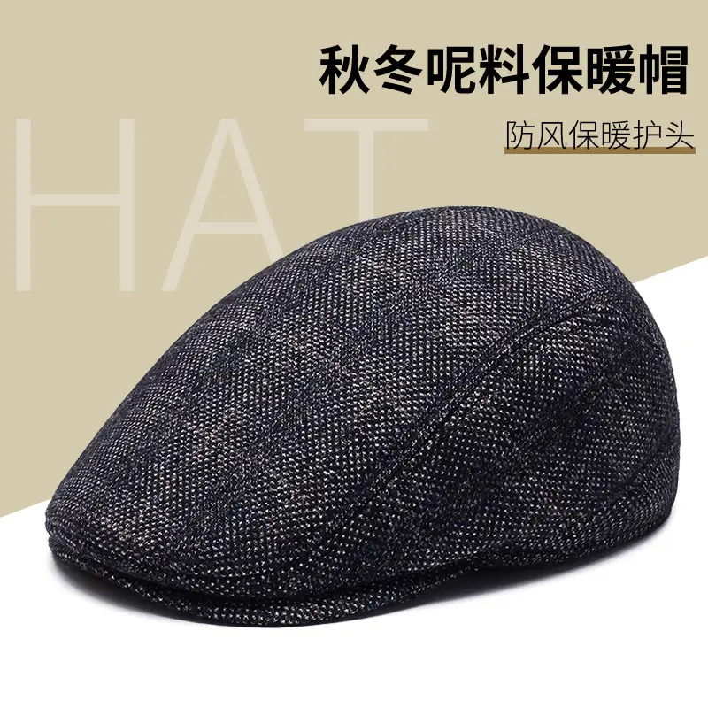 Winter Men's Plaid Peaked Hat Warm Beret - Image 2