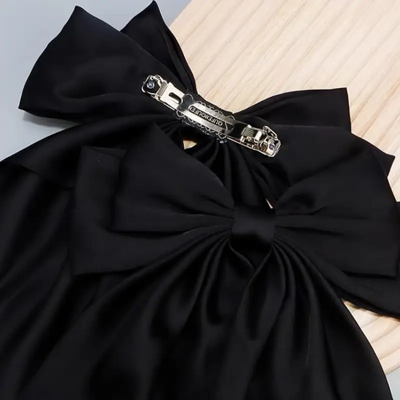 White Satin Bow Hairpin for Women - Image 33