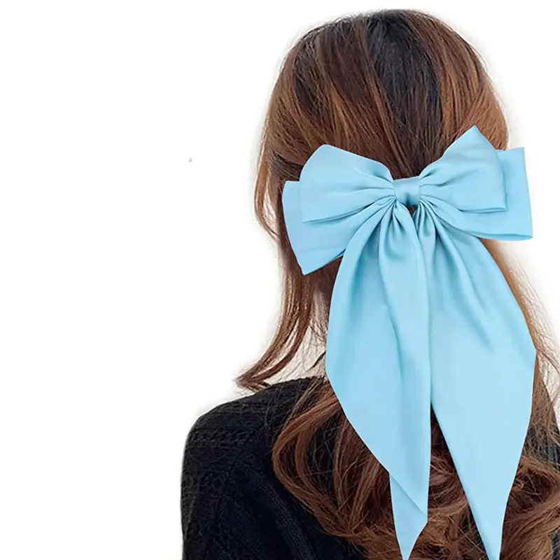 White Satin Bow Hairpin for Women - Image 11