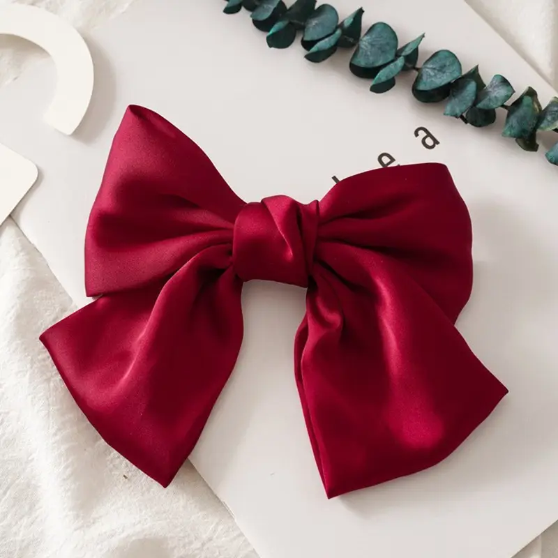 White Satin Bow Hairpin for Women - Image 17