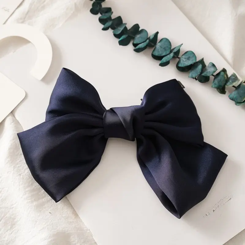 White Satin Bow Hairpin for Women - Image 18