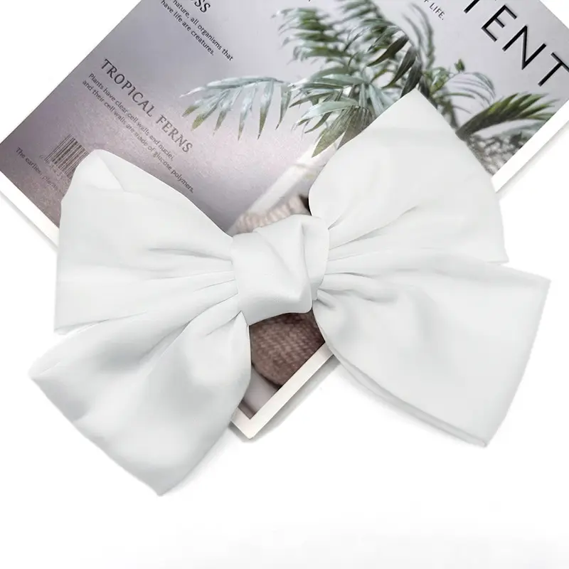 White Satin Bow Hairpin for Women - Image 21