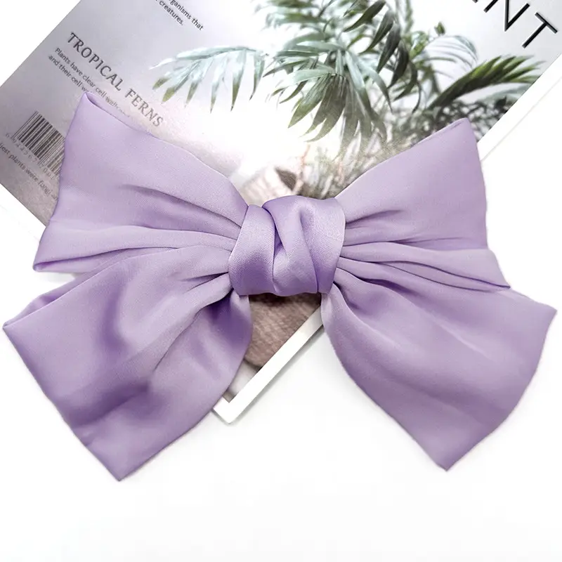 White Satin Bow Hairpin for Women - Image 26