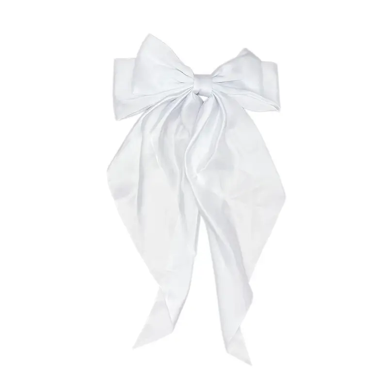 White Satin Bow Hairpin for Women - Image 4