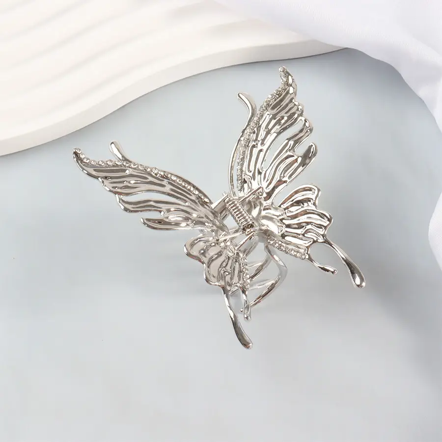 Gold Butterfly Hair Clip with Rhinestones