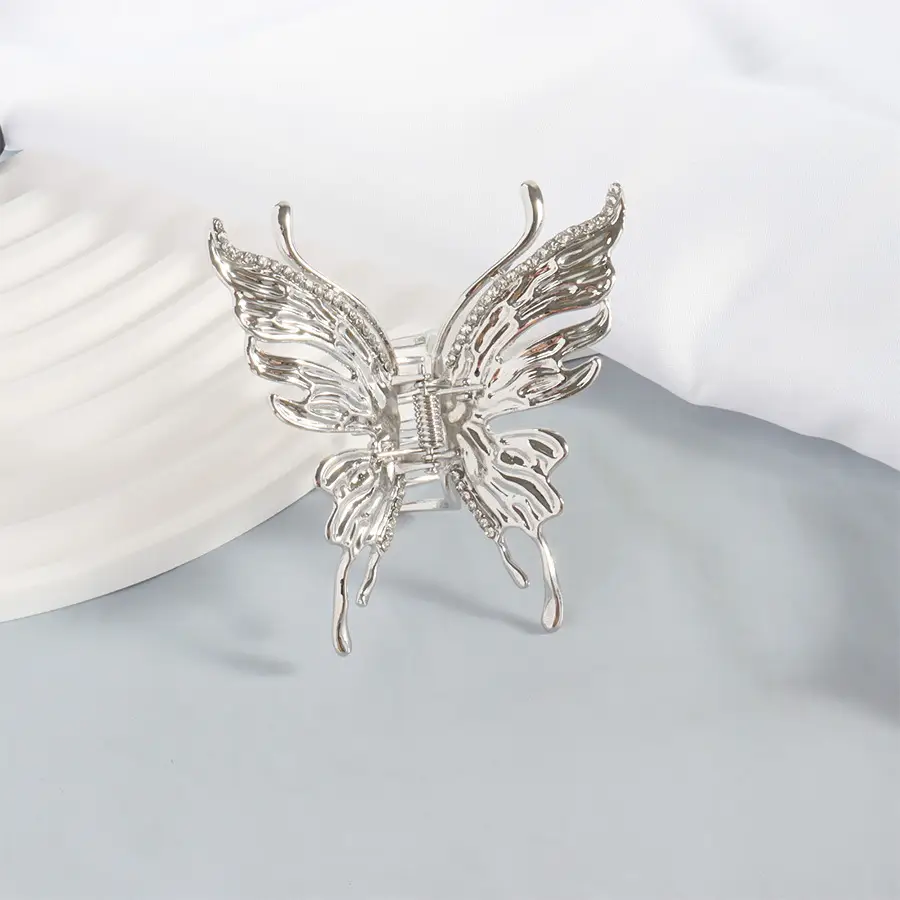 Gold Butterfly Hair Clip with Rhinestones