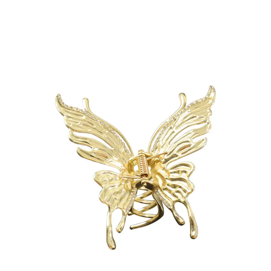 Gold Butterfly Hair Clip with Rhinestones