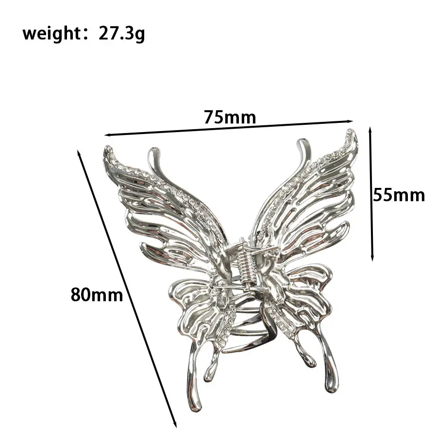Gold Butterfly Hair Clip with Rhinestones
