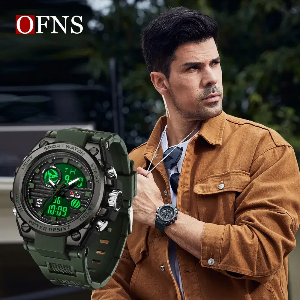 Ofns Black Chronograph Watch Waterproof 50m - Image 7
