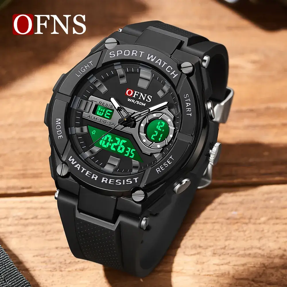 Ofns Black Digital Sport Watch with Dual Display - Image 5