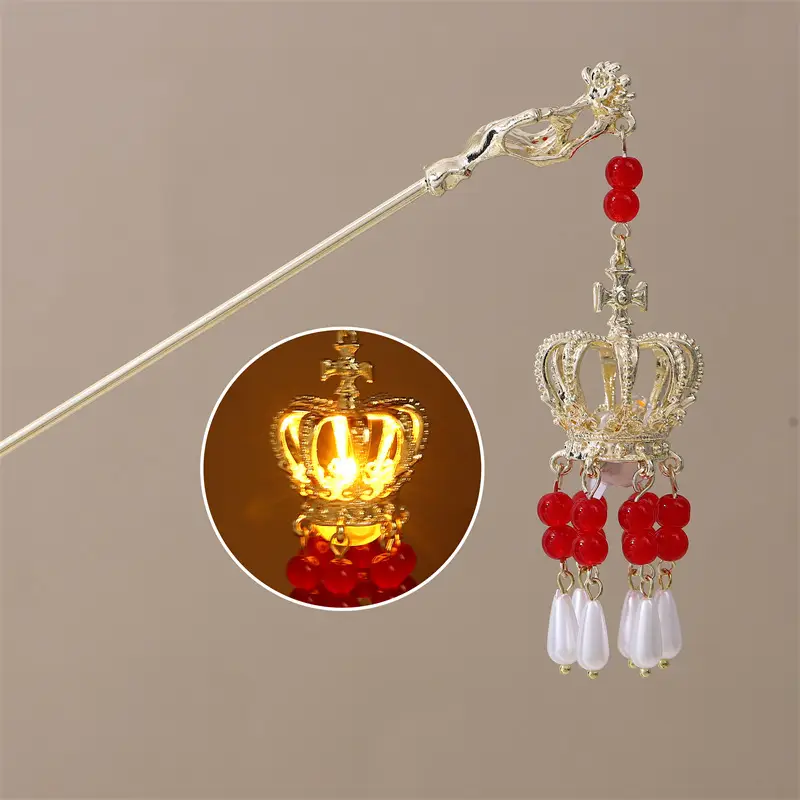Guofeng Retro Luminous Hairpin with Red Tassels - Image 36