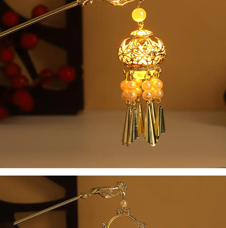 Guofeng Retro Luminous Hairpin with Red Tassels — feature 15