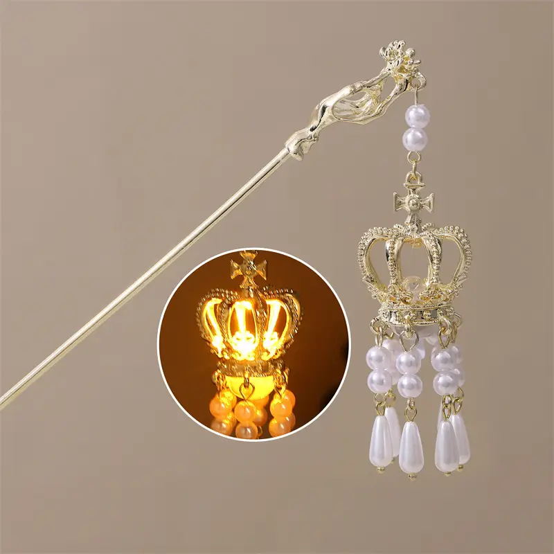Guofeng Retro Luminous Hairpin with Red Tassels - Image 15