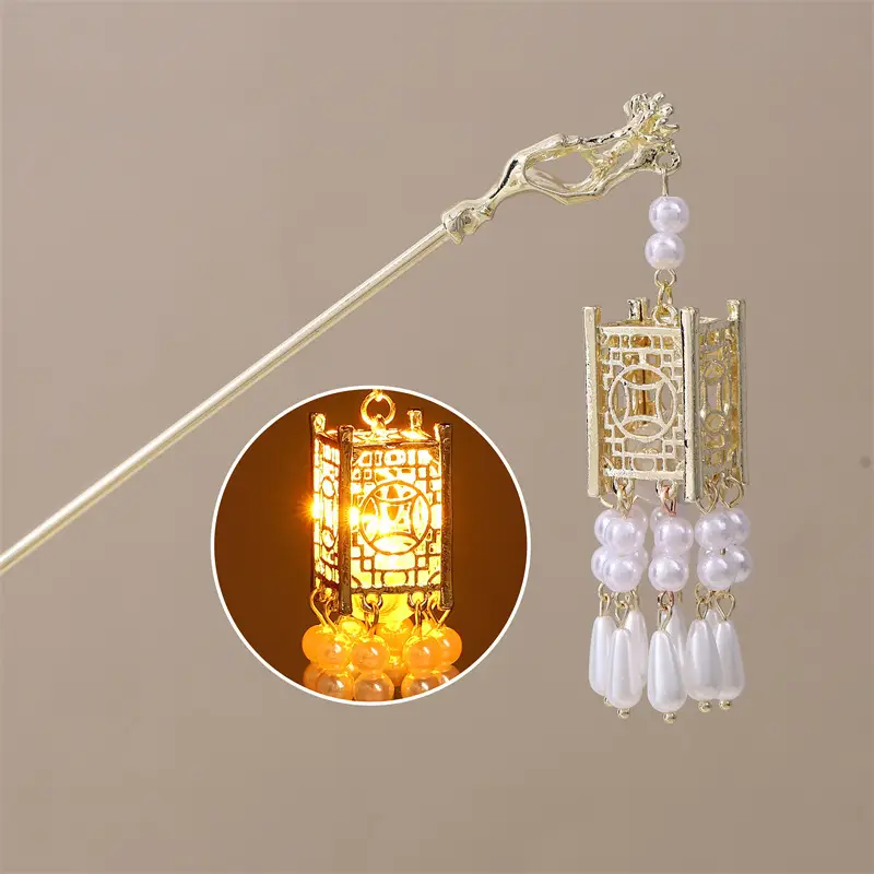 Guofeng Retro Luminous Hairpin with Red Tassels - Image 17