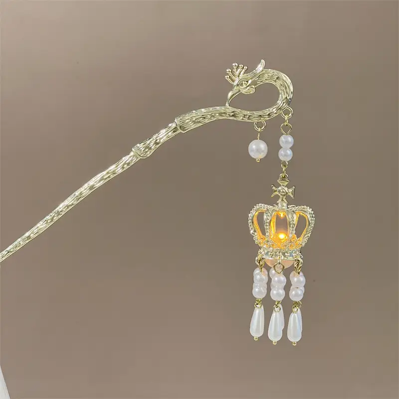 Guofeng Retro Luminous Hairpin with Red Tassels - Image 30