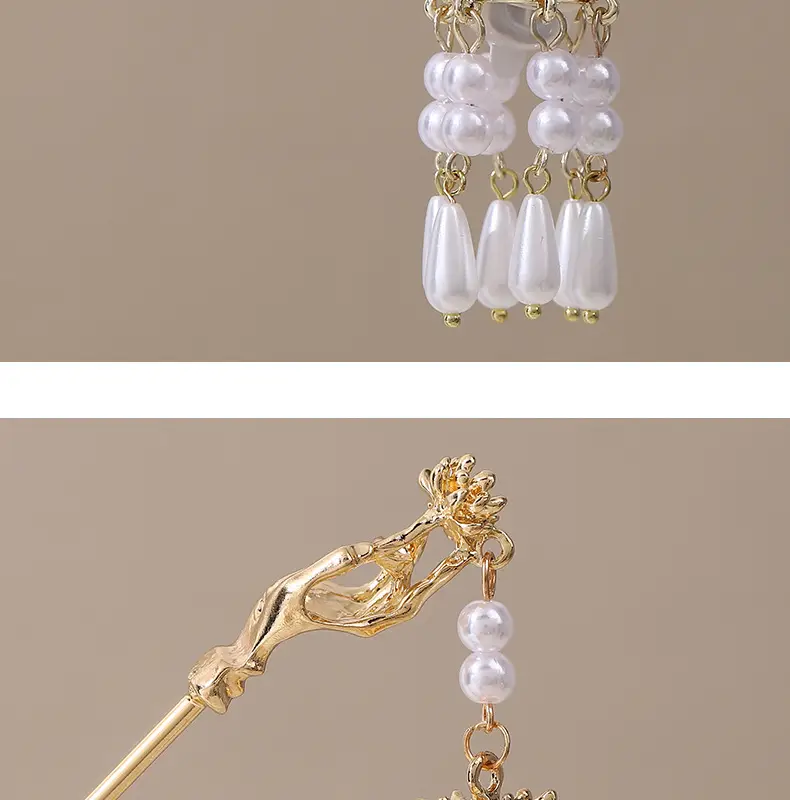 Guofeng Retro Luminous Hairpin with Rabbit Tassel — feature 9