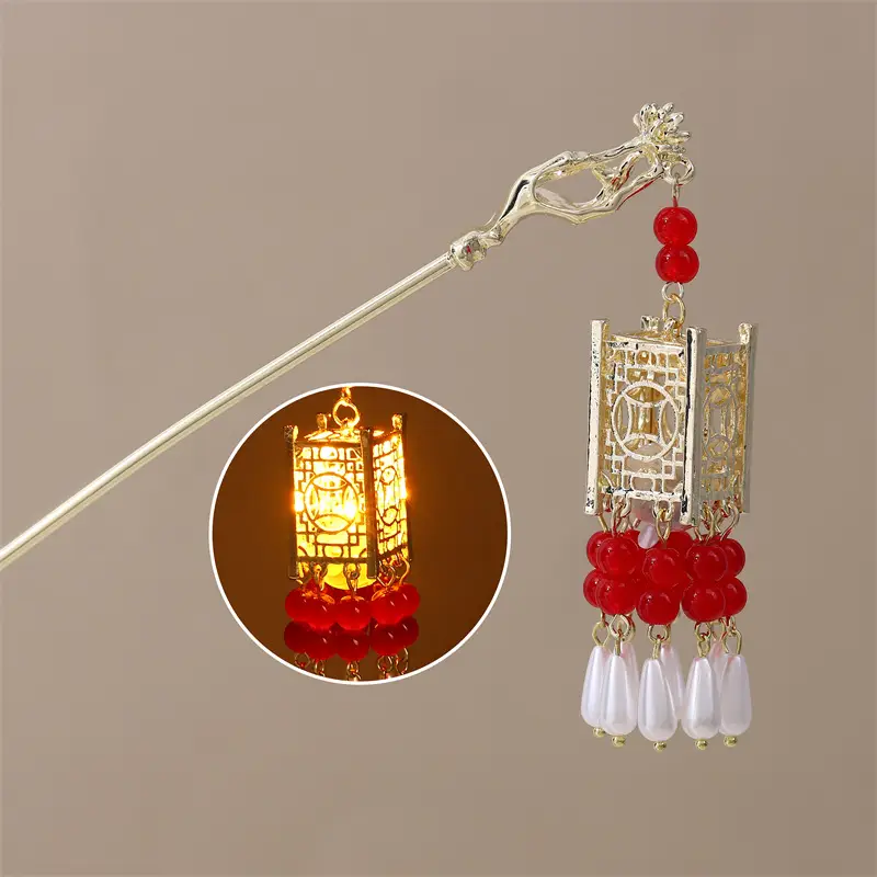 Guofeng Retro Luminous Hairpin with Rabbit Tassel - Image 16