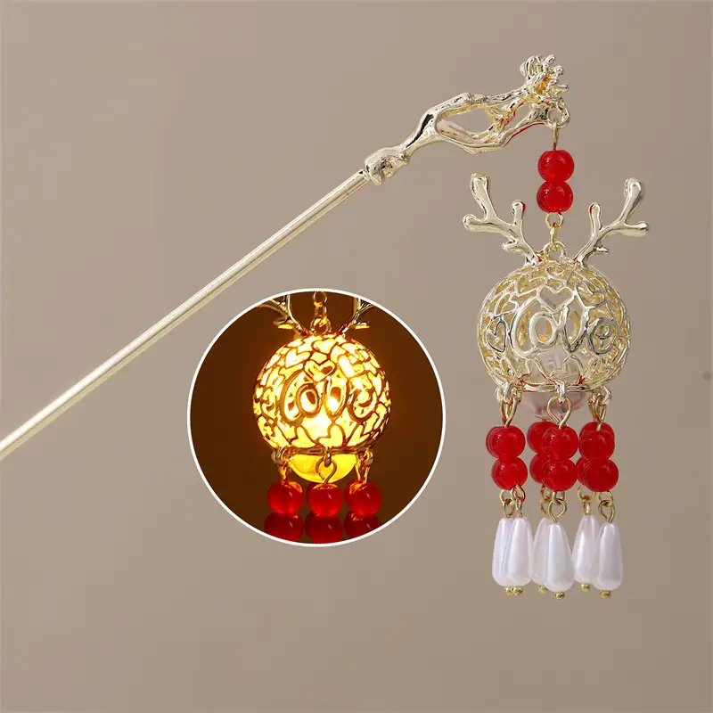 Guofeng Retro Luminous Hairpin with Rabbit Tassel - Image 18