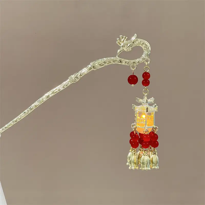 Guofeng Retro Luminous Hairpin with Rabbit Tassel - Image 28