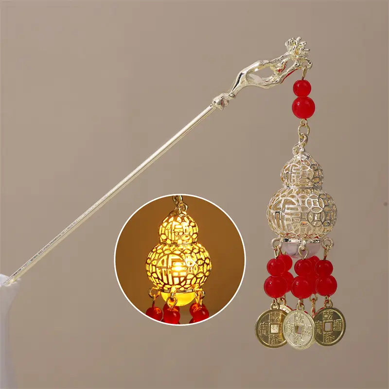 Guofeng Retro Luminous Hairpin with Rabbit Tassel - Image 4