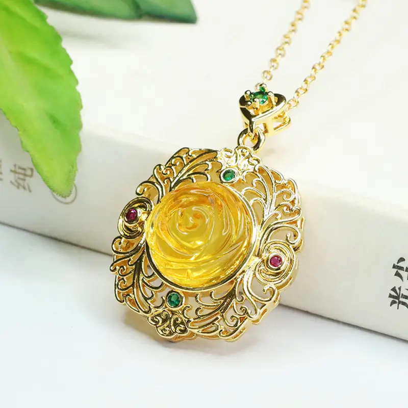 Aiyu Gold Rose Pendant Necklace for Women - Image 3