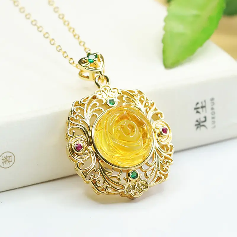 Aiyu Gold Rose Pendant Necklace for Women - Image 4