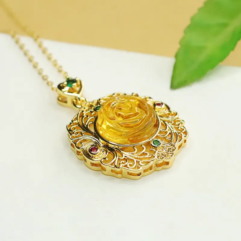 Aiyu Gold Rose Pendant Necklace for Women - Image 5