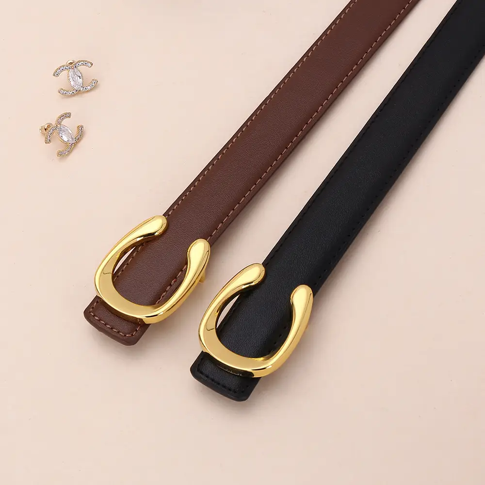Women's Letter C Belt Black Brown Fashion Decorative - Image 8