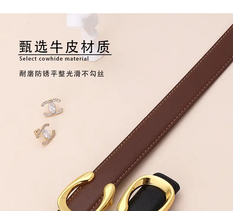 Women's Letter C Belt Black Brown Fashion Decorative — feature 11