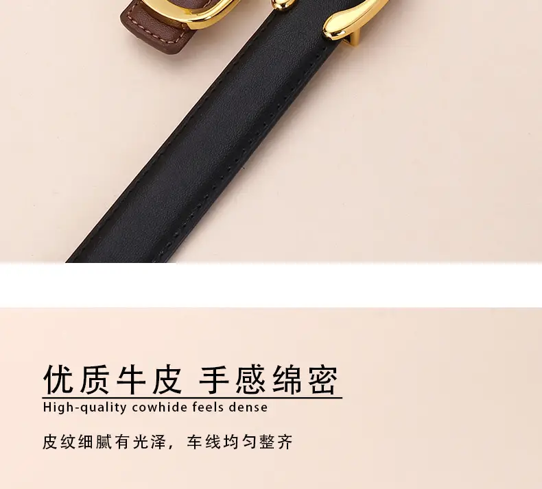 Women's Letter C Belt Black Brown Fashion Decorative — feature 12