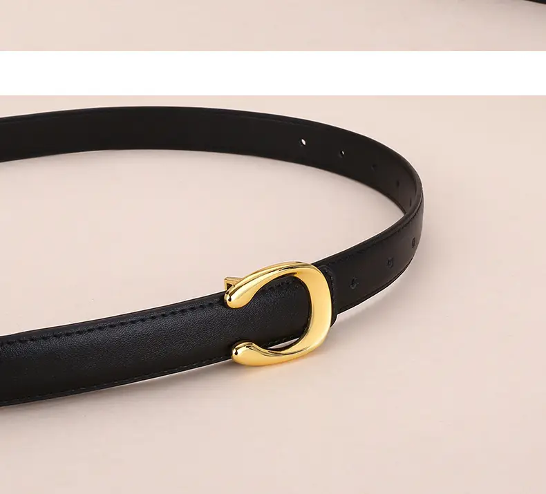 Women's Letter C Belt Black Brown Fashion Decorative — feature 14