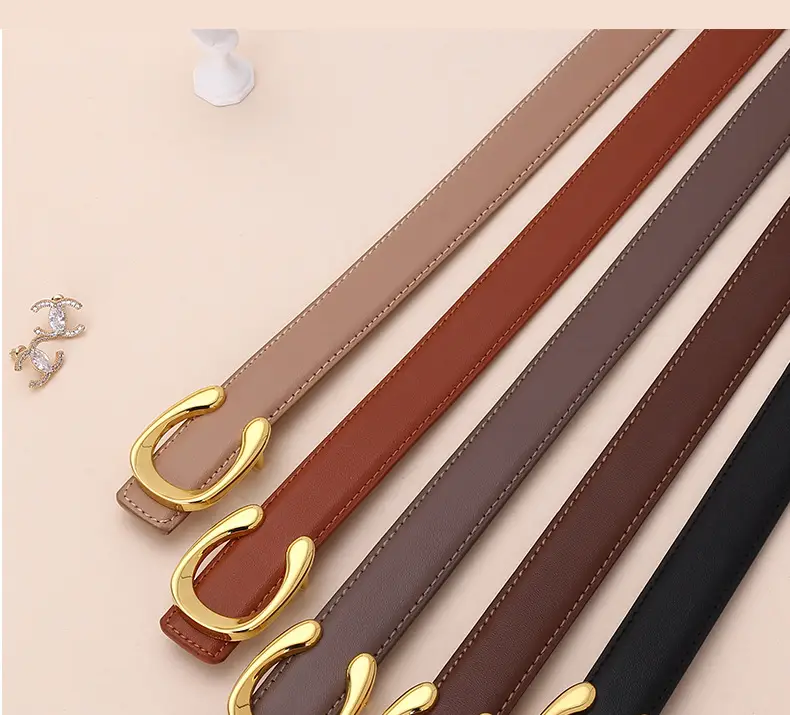 Women's Letter C Belt Black Brown Fashion Decorative — feature 17