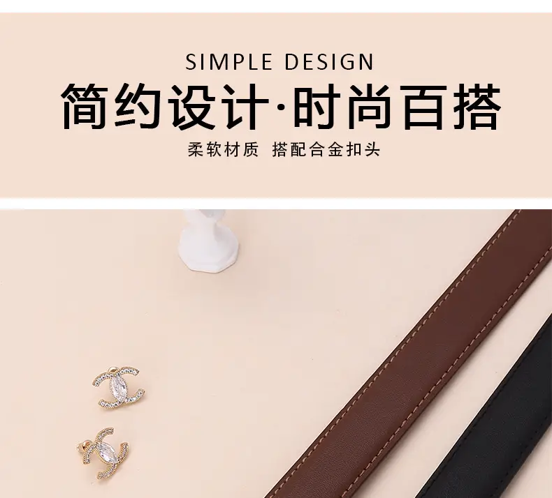 Women's Letter C Belt Black Brown Fashion Decorative — feature 2