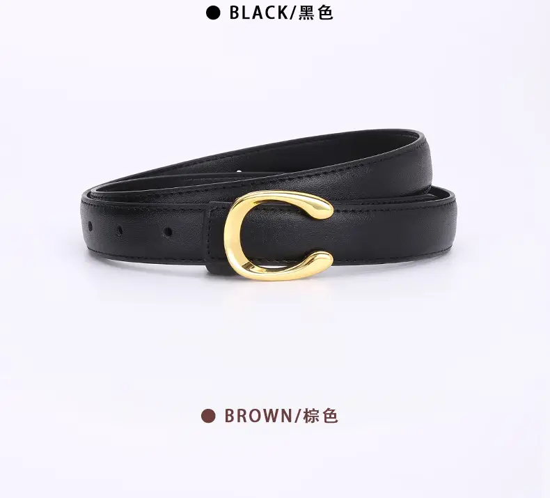 Women's Letter C Belt Black Brown Fashion Decorative — feature 24